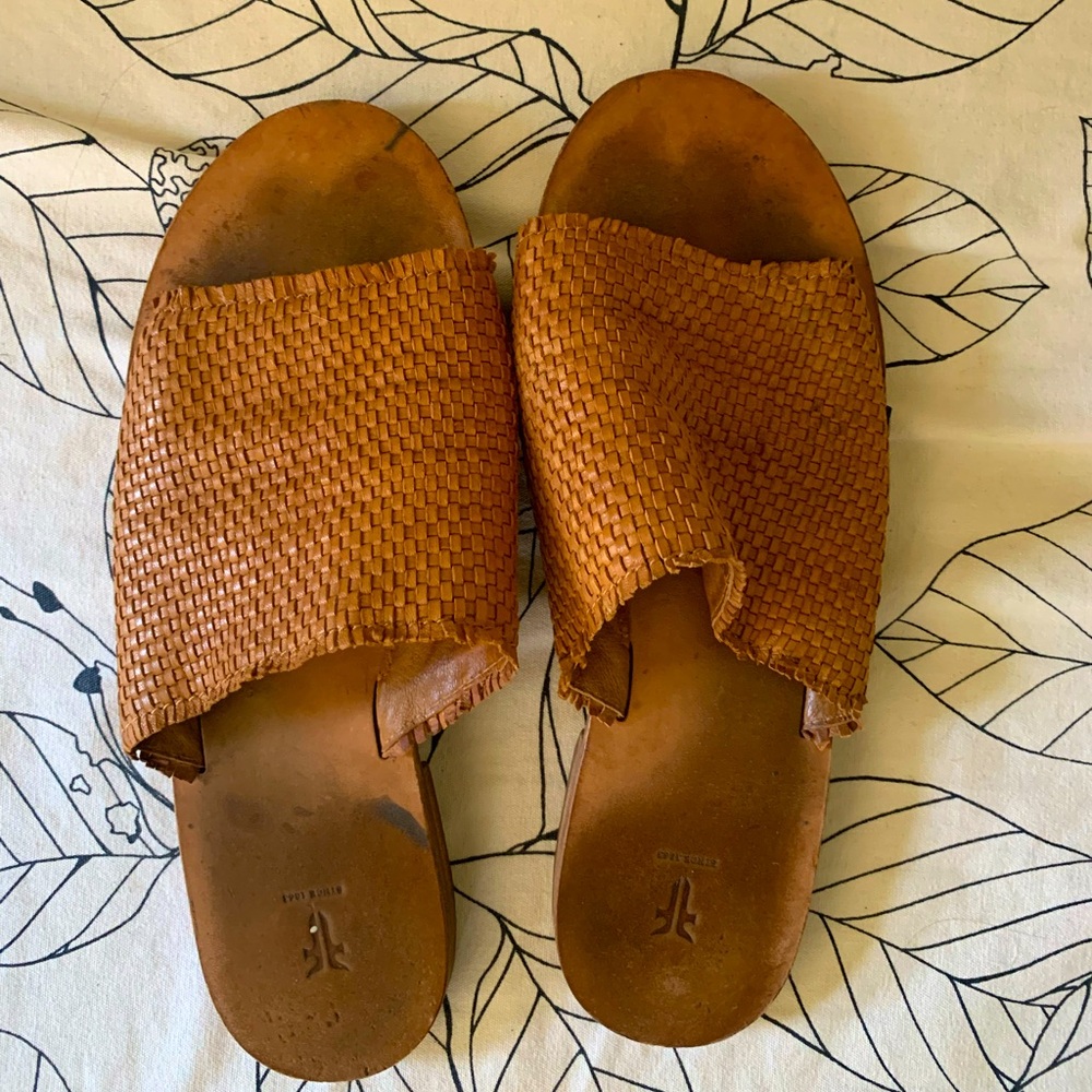 Frye Woven Leather Slides